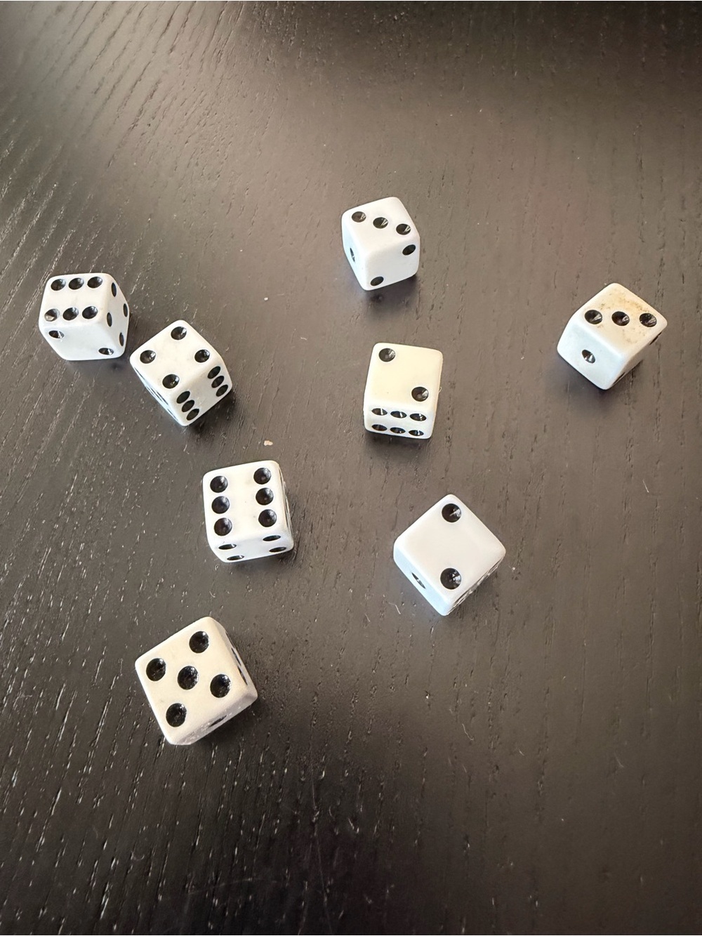 White Gaming Dice Set with Black Pips - Standard Six-Sided Dice